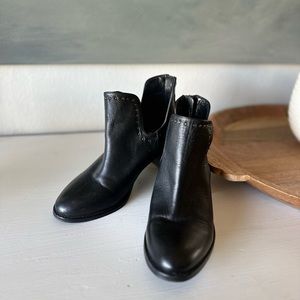Black leather booties
